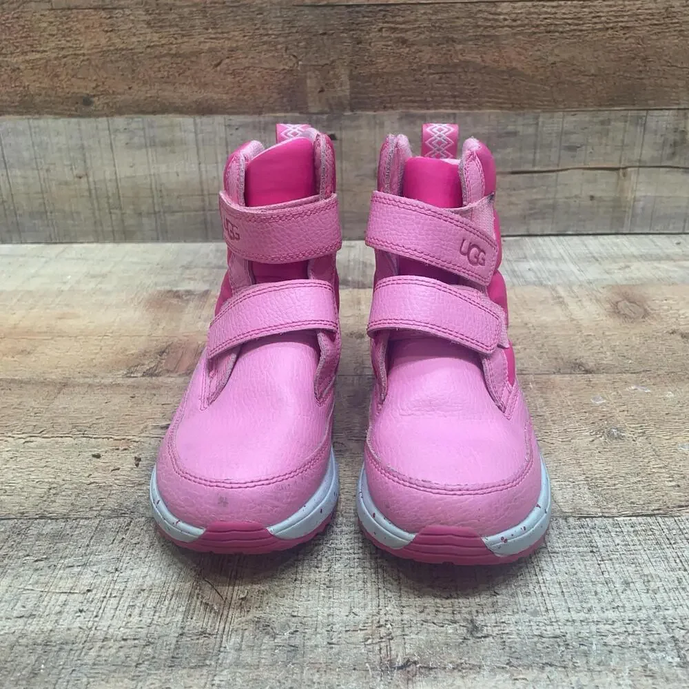 UGG Snow Boots Kids Size 1 32.5 Pink Insulated Hook & Loop Ankle Winter 1157576K